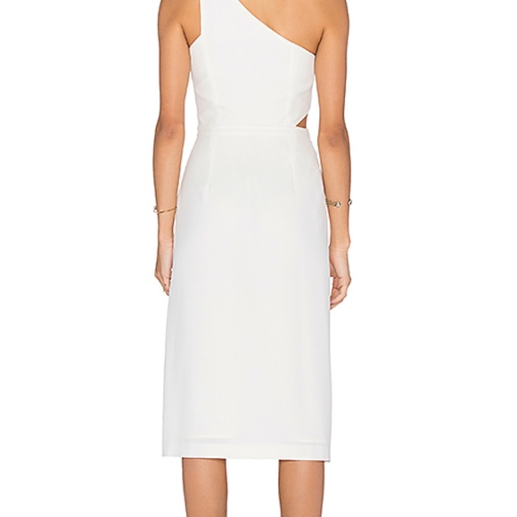 Halston Heritage White One-Shoulder Midi Dress - Picture 4 of 4